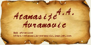 Atanasije Avramović vizit kartica